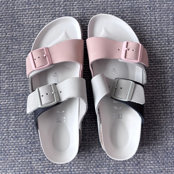 Birkenstock Arizona Split Colorblock Sandals Mineral/Rose Size 39 - Picture 3 of 11